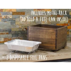 Wooden Chafing Pan with Rack Stand & Disposable Foil Pans