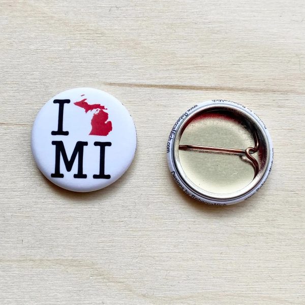 I Love MI Button Pin