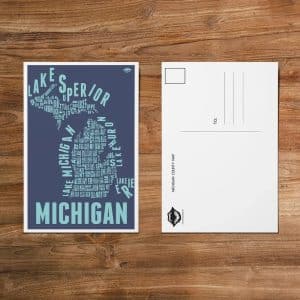 Michigan County Map Postcard 4 x 6 Frameable Art