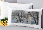 Michigan Lighthouse Lumbar Pillow Cheboygan Winter