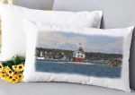 Michigan Lighthouse Lumbar Pillow Round Island
