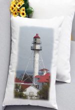 Michigan Lighthouse Lumbar Pillow Whitefish Point