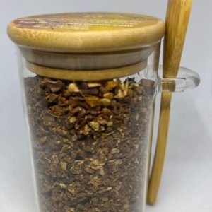 Organic Chaga Cacao Tea in Jar with Wooden Spoon