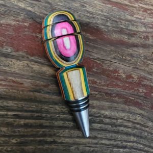 Wine Bottle Stopper - SpectraPly Multi Color Pink flat