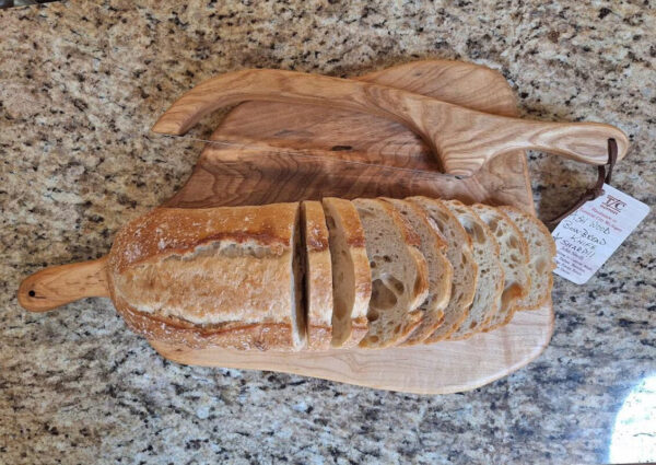 Ash Wood Bow Bread Knife with Magnetic Blade Guard