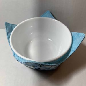 Skiers Microwave Bowl Holder Cozy Hot Pad Blue Inside