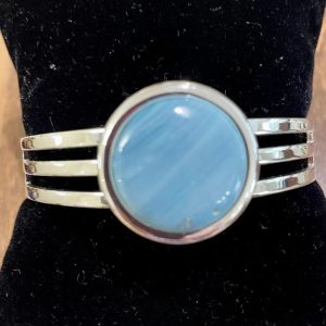 Leland Blue Triple Band Cuff Bracelet Round 20mm closeup