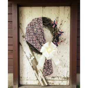 Red, White and Blue Wreath White Door