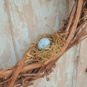 Vintage Garden Wreath with bird nest and egg