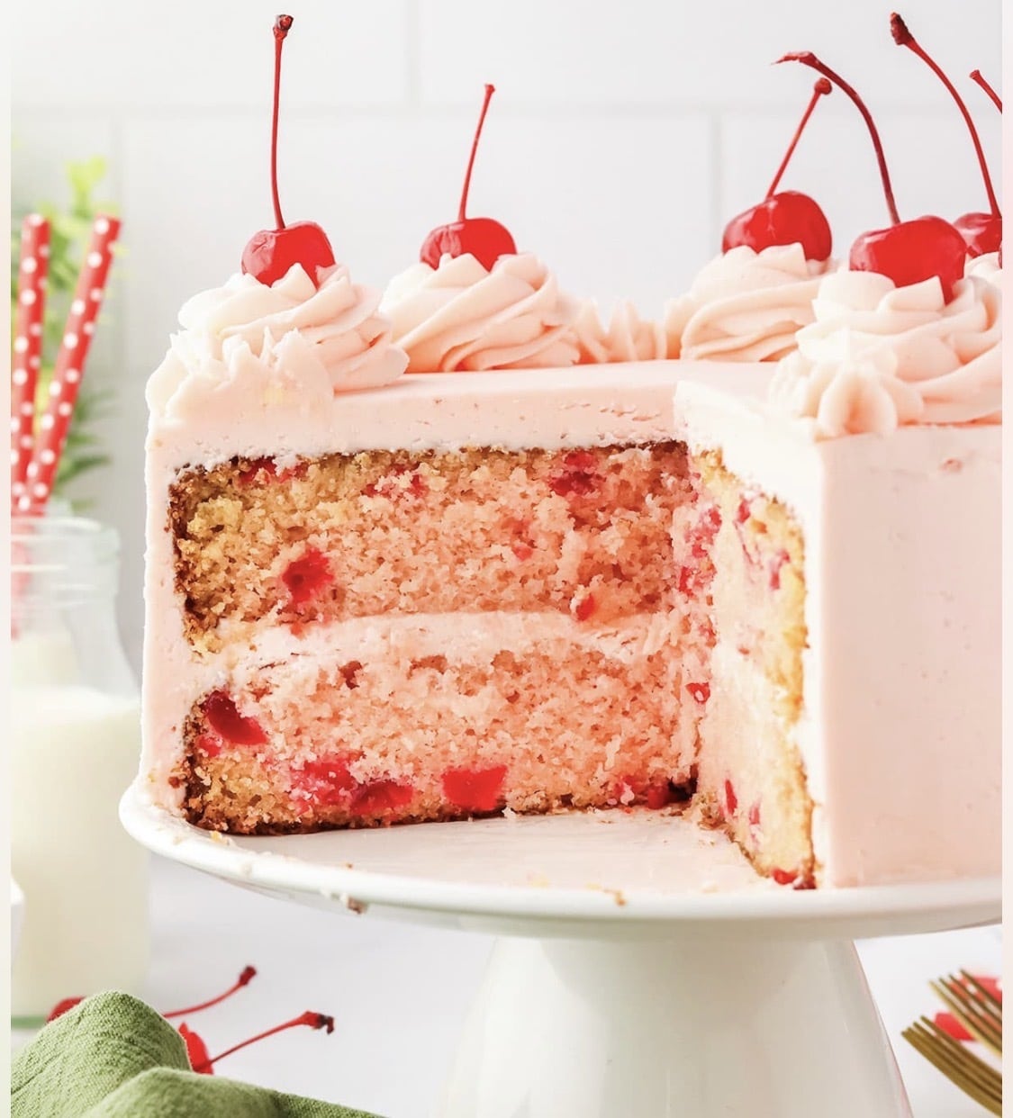 Cherry Chip Cake with Buttercream Frosting