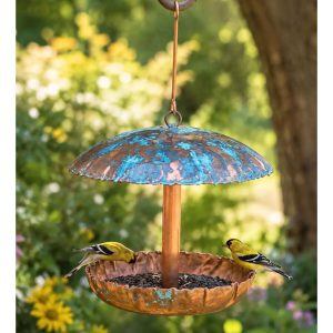 Turquoise Copper Mushroom Bird Feeder