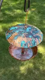 Turquoise Copper Mushroom Bird Feeder top view