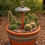 Turquoise Patina Copper Mushroom Rain Gauge
