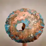 Turquoise Patina Copper Mushroom Rain Gauge top view