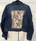 Upcycled Maurices Jean Jacket with Lace Inserts Back View