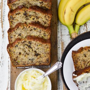 homemade banana walnut bread sliced