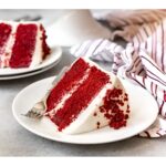 Slice Red Velvet Cake with Buttercream Frosting